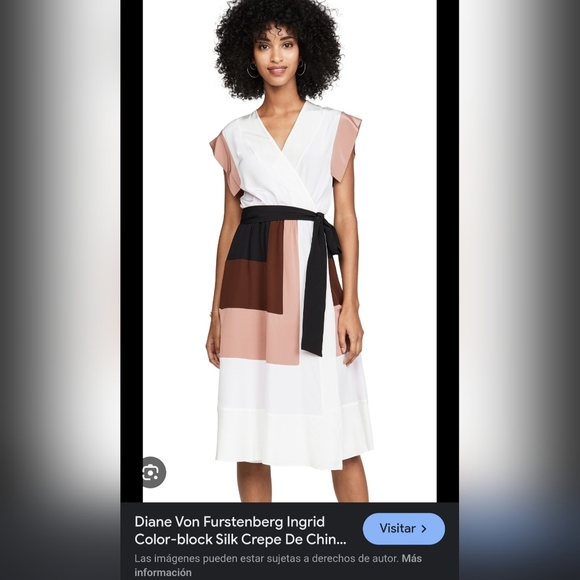 Diane von Furstenberg Ingrid Colour-Block Crepe De Chine Wrap Dress In Multicolo - Picture 1 of 14